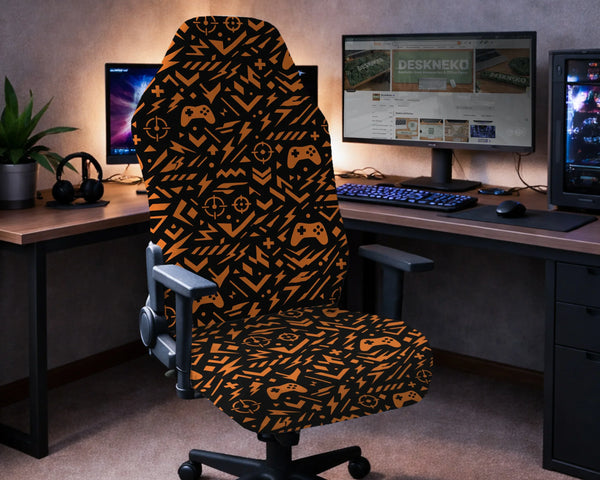 Orange black chair cover