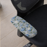 Blue Hydrangea Drift armrest cover detail; selected cover option only, chair not included.
