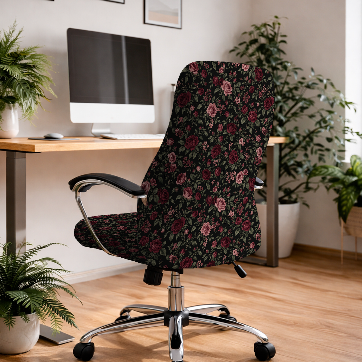 Burgundy Night Roses executive chair; selected cover option only, chair not included.