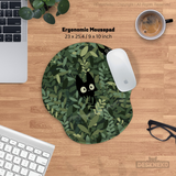 Green cat ergonomic mousepad, 23 by 25.4 cm