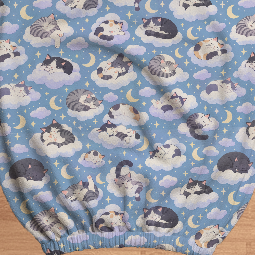 Cloud Cat Nap fabric and elastic detail; selected cover option only, chair not included.