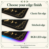 Comparison of flat stitched and RGB-LED edge finishes