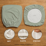 Sage green chair cover options shown for a high back gaming or office chair, including full chair cover, back and seat cover, seat-only cover, and armrest-only cover styles.