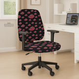 Black and red gaming chair cover with a red cloud pattern shown as multiple cover options, including full chair, back-and-seat, seat-only, and armrest-only styles.