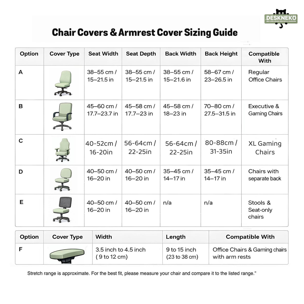 Mint and white botanical desk chair cover with a floral leaf pattern shown on an office chair.