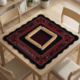 Square burgundy mahjong mat with a cherry blossom floral border and a dark open center.