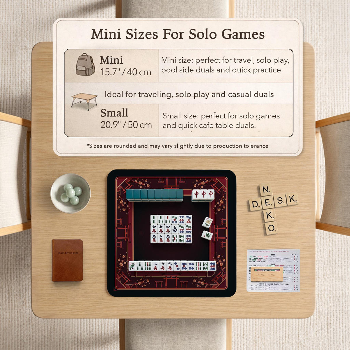Square burgundy mahjong mat with a cherry blossom floral border and a dark open center.
