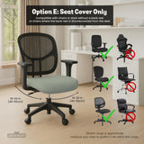 Sage green chair cover options shown for a high back gaming or office chair, including full chair cover, back and seat cover, seat-only cover, and armrest-only cover styles.