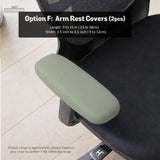Sage green chair cover options shown for a high back gaming or office chair, including full chair cover, back and seat cover, seat-only cover, and armrest-only cover styles.
