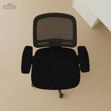 Black chair cover with a thin line art pattern on a gaming chair, shown with a high back and armrest areas covered.