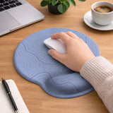 Periwinkle ergonomic mousepad and keyboard wrist rest with a light blue topographic contour line pattern.