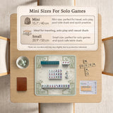 Square light green mahjong mat with bamboo stalks, soft ivory details, botanical shadows, mist lines, and a circular center design.
