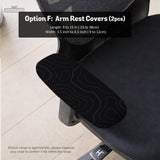 Black chair cover with a thin line art pattern on a gaming chair, shown with a high back and armrest areas covered.