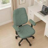 Sage green chair cover with a topographic contour-line pattern on a high-back gaming or office chair.