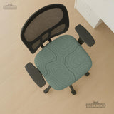 Sage green chair cover with a topographic contour-line pattern on a high-back gaming or office chair.