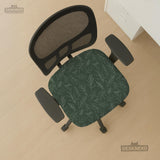 Sage green line-art leaf print chair cover shown with office chair cover options, including full cover, back and seat cover, seat-only cover, and armrest-only cover.