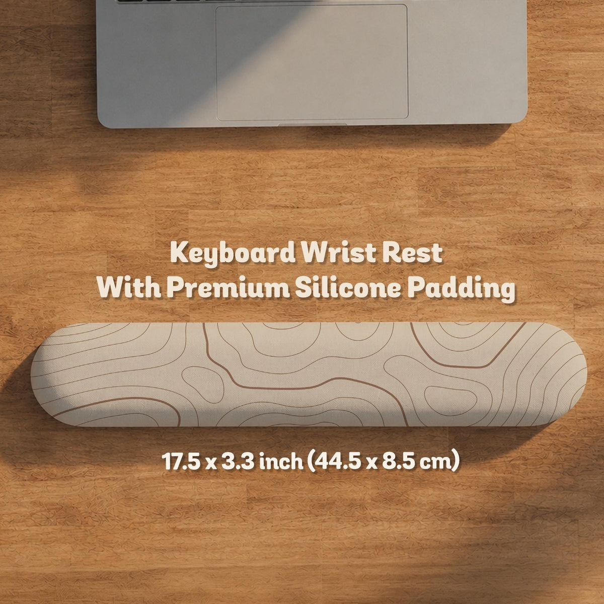 A beige mousepad with a topographic line pattern in a repeating design.