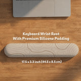 Beige mousepad and keyboard wrist rest with a topographic line pattern shown in a neutral desk setup.