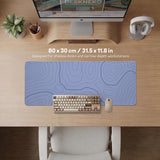 A pastel blue mousepad with an abstract topographic contour line pattern.