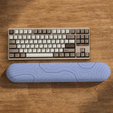 Periwinkle ergonomic mousepad and keyboard wrist rest with a light blue topographic contour line pattern.