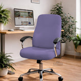 Purple chair cover options shown for gaming chairs and office chairs, including full chair covers, back-and-seat covers, seat-only covers, and armrest-only covers.