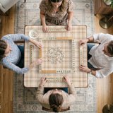 Beige plaid mahjong mat with a cream tartan pattern on a neutral background.