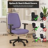 Purple chair cover options shown for gaming chairs and office chairs, including full chair covers, back-and-seat covers, seat-only covers, and armrest-only covers.