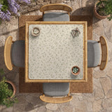 Sage green botanical mahjong mat with a cream background, trailing vines, and muted leaf designs.