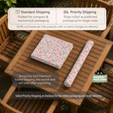 Pink mahjong mat with a botanical tulip floral pattern in blush tones, shown in a tablecloth-style square layout.
