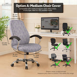Lavender floral office chair cover with a light neutral background and small purple flower pattern.