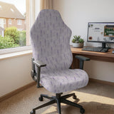 Lavender floral office chair cover with a light neutral background and small purple flower pattern.