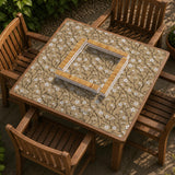 Beige mahjong mat with a white blossom branch floral pattern on a neutral background.