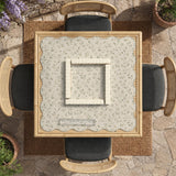 Sage green botanical mahjong mat with a cream background, trailing vines, and muted leaf designs.