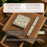 Green botanical mahjong mat with sage leaf and floral design and a scalloped edge.