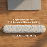 Ivory mouse pad and keyboard wrist rest with delicate wildflower line art in sage, taupe, and cream tones.
