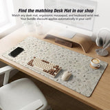 Ivory mouse pad and keyboard wrist rest with delicate wildflower line art in sage, taupe, and cream tones.