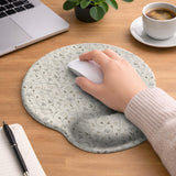 Ivory mouse pad and keyboard wrist rest with delicate wildflower line art in sage, taupe, and cream tones.