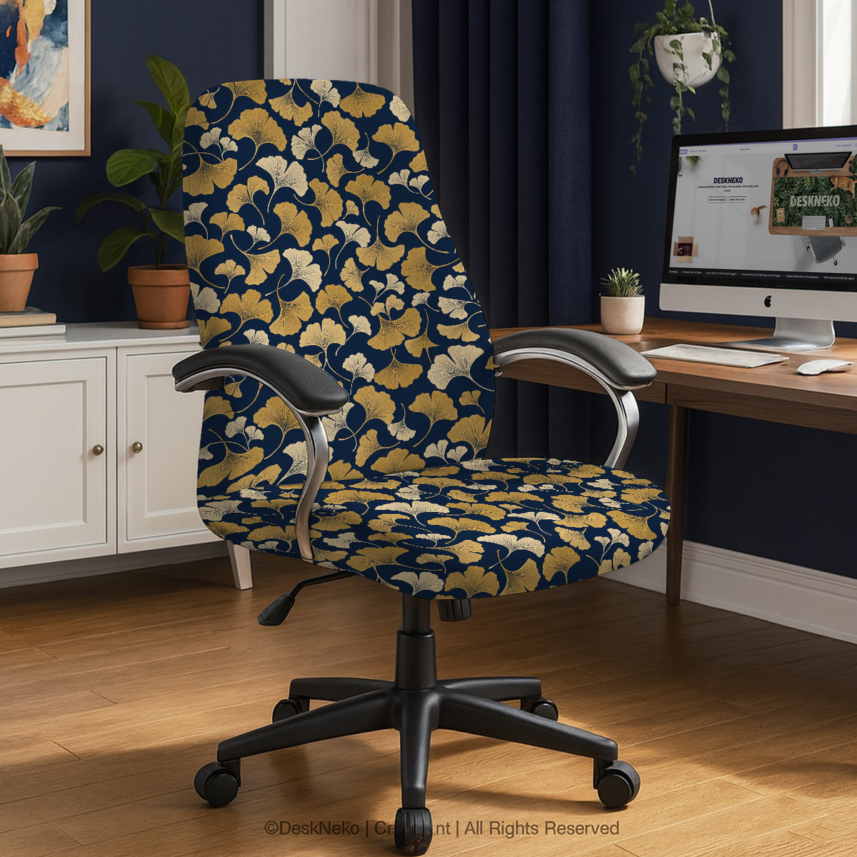 Midnight Ginkgo high back chair; selected cover option only, chair not included.