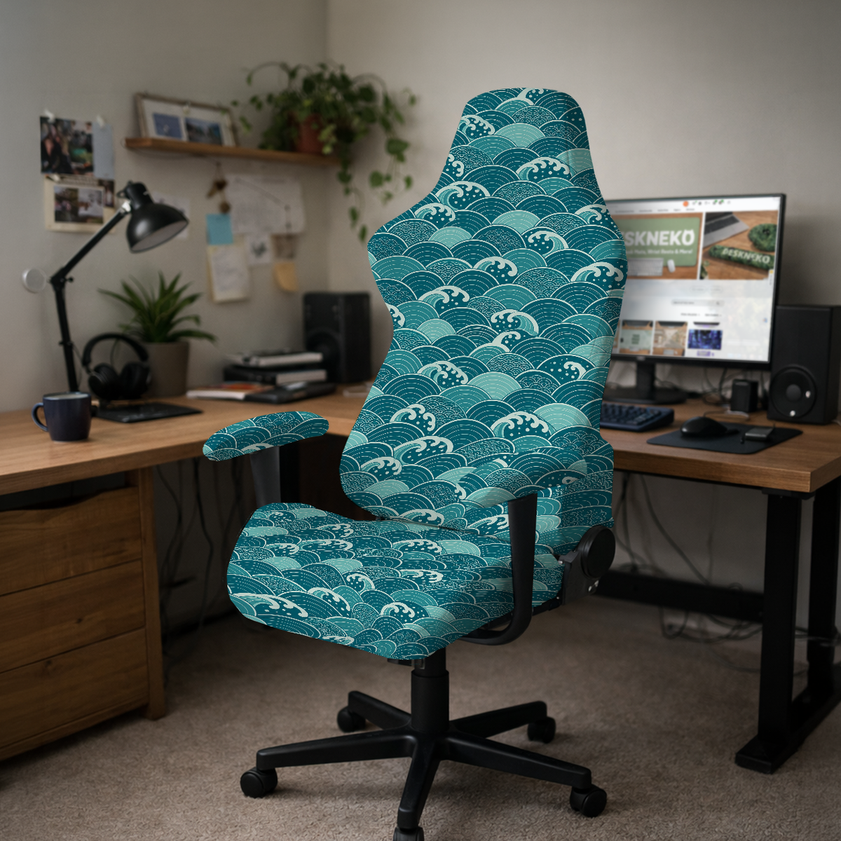 Ocean Seigaiha gaming hero; selected cover option only, chair not included.