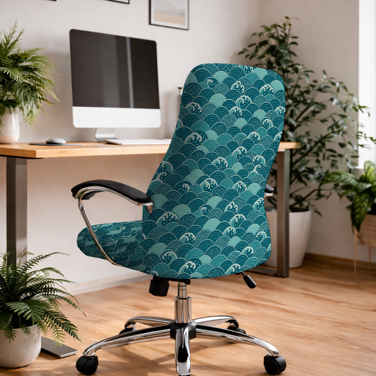 Ocean Seigaiha executive chair; selected cover option only, chair not included.