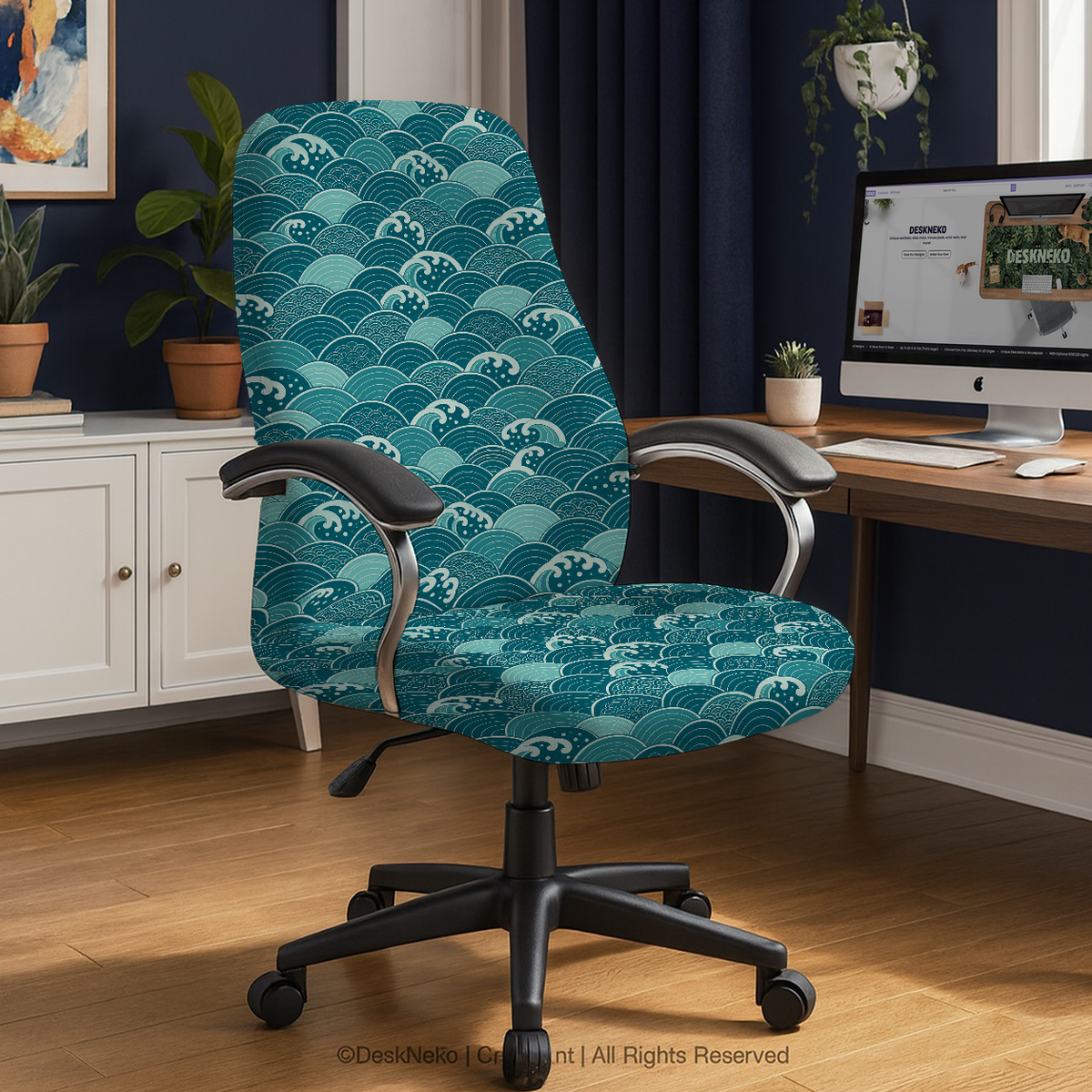 Ocean Seigaiha high back chair; selected cover option only, chair not included.