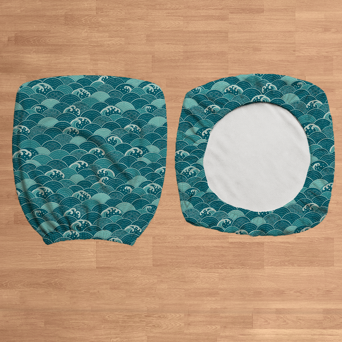 Ocean Seigaiha flat lay construction; selected cover option only, chair not included.