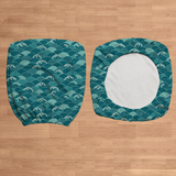 Ocean Seigaiha flat lay construction; selected cover option only, chair not included.