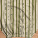 Olive Linen Stripe fabric and elastic detail; selected cover option only, chair not included.