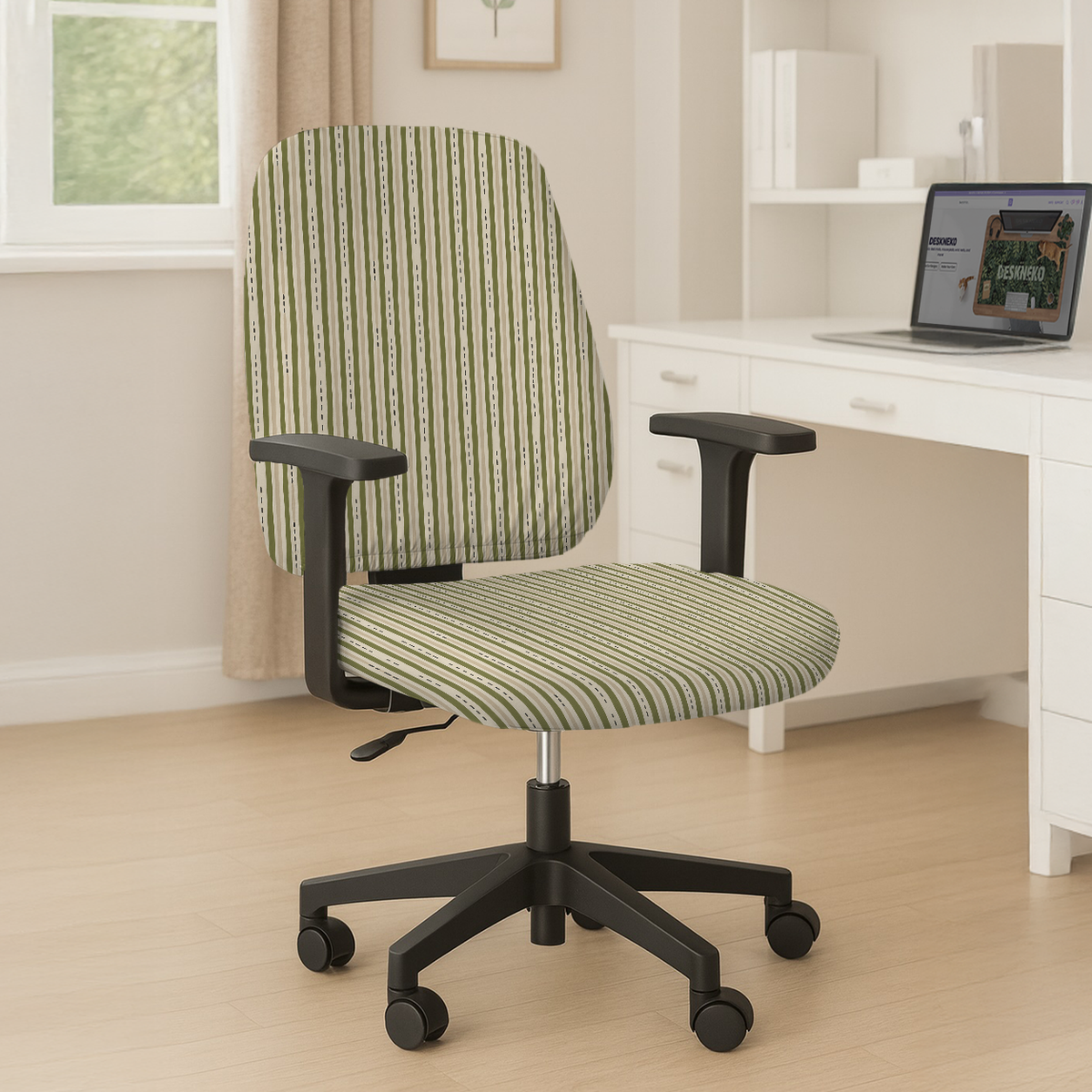 Olive Linen Stripe seat and back; selected cover option only, chair not included.