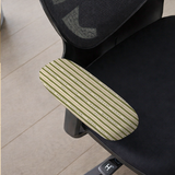 Olive Linen Stripe armrest cover detail; selected cover option only, chair not included.