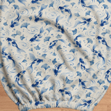 Porcelain Koi fabric and elastic detail; selected cover option only, chair not included.
