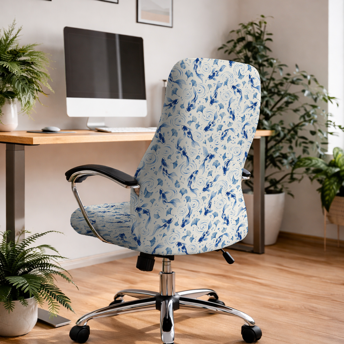 Porcelain Koi executive chair; selected cover option only, chair not included.