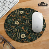 Dark floral cottagecore desk mat with botanical butterflies