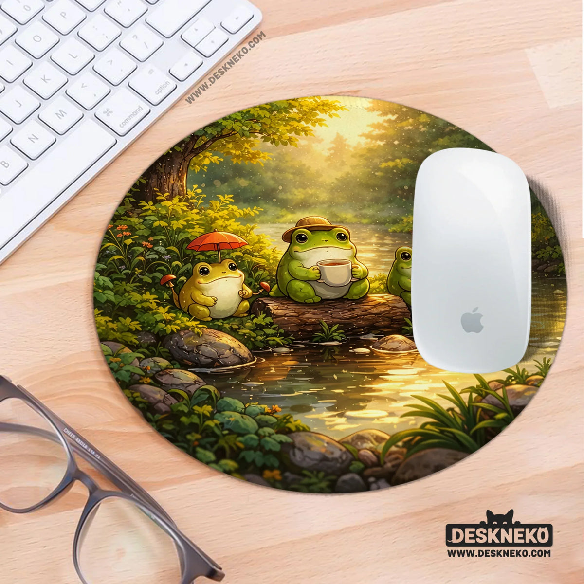 Forest frogs desk mat